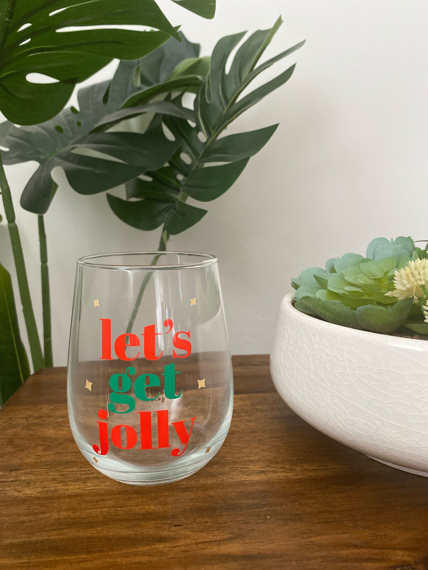 Let's Get Jolly! - Stemless Wine Glass