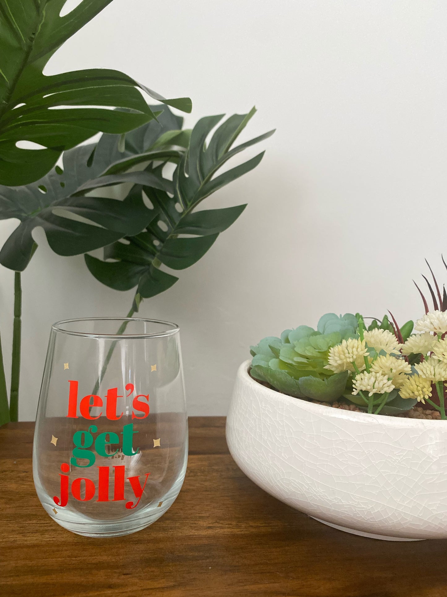 Let's Get Jolly! - Stemless Wine Glass