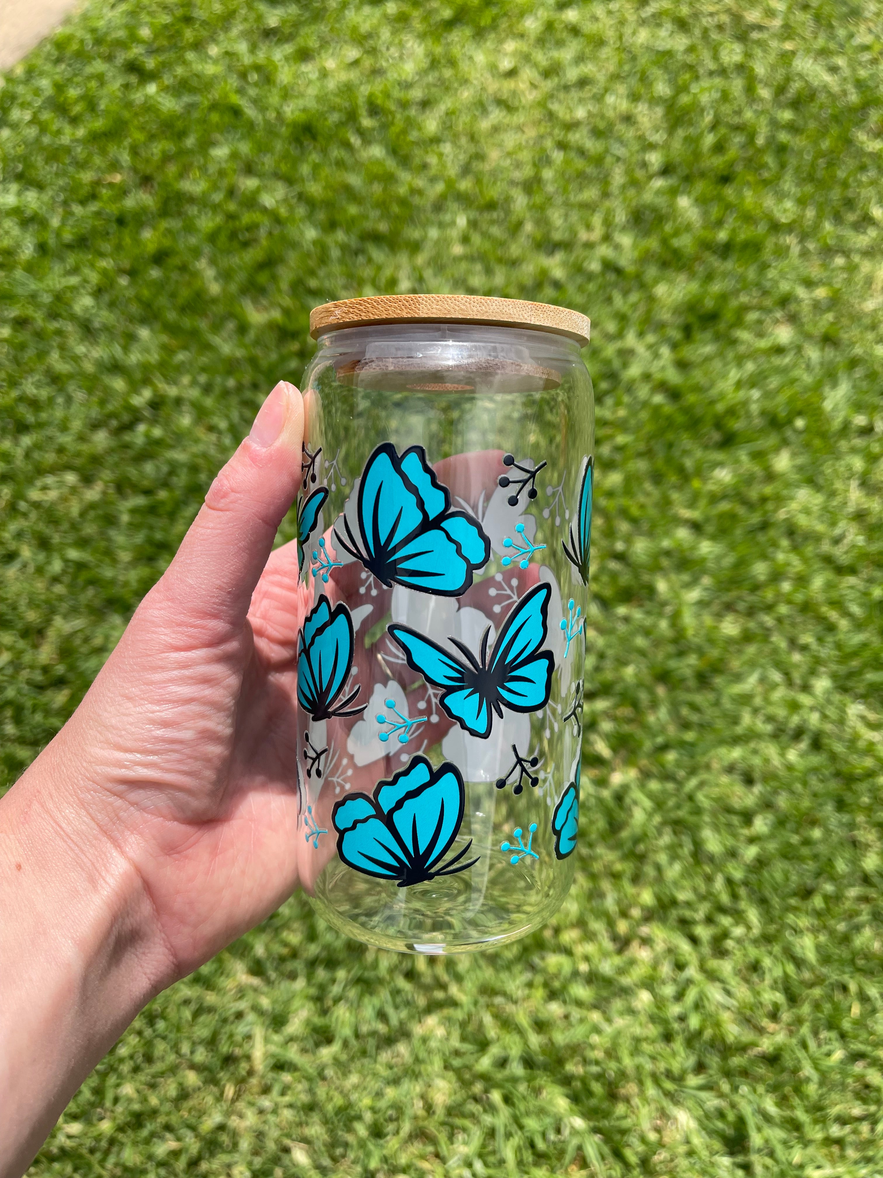 Blue Butterfly Libbey Glass