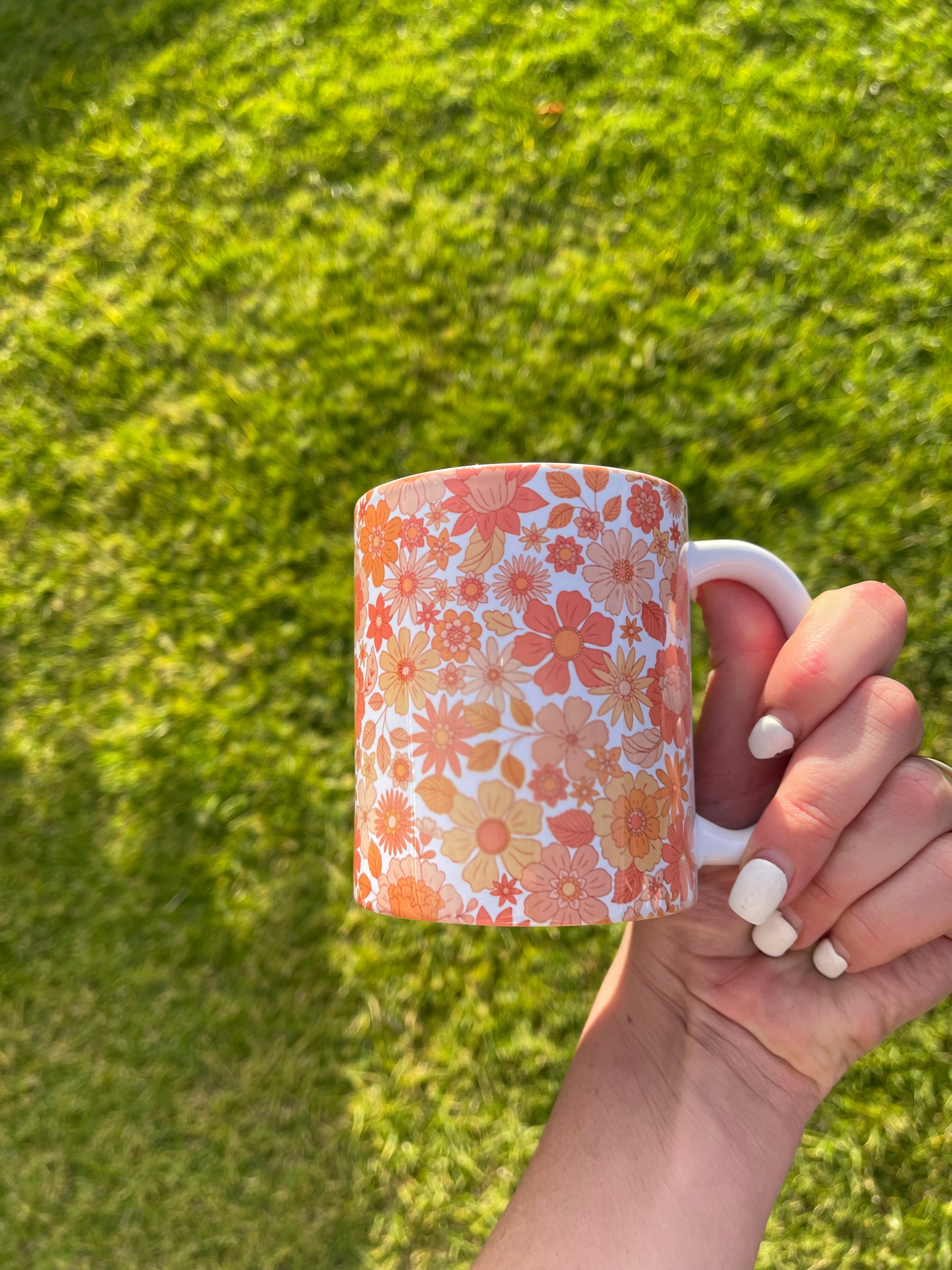 Orange Floral Mug (IMPERFECT)
