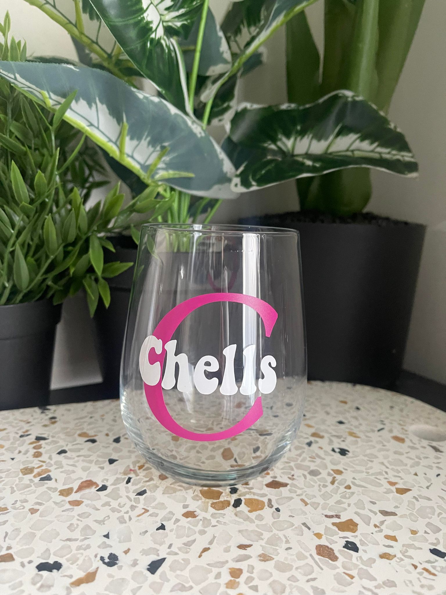 Personalised Stemless Wine Glass