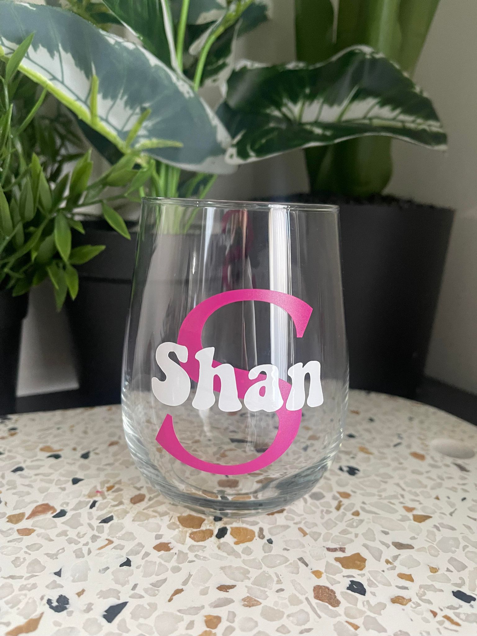Personalised Stemless Wine Glass