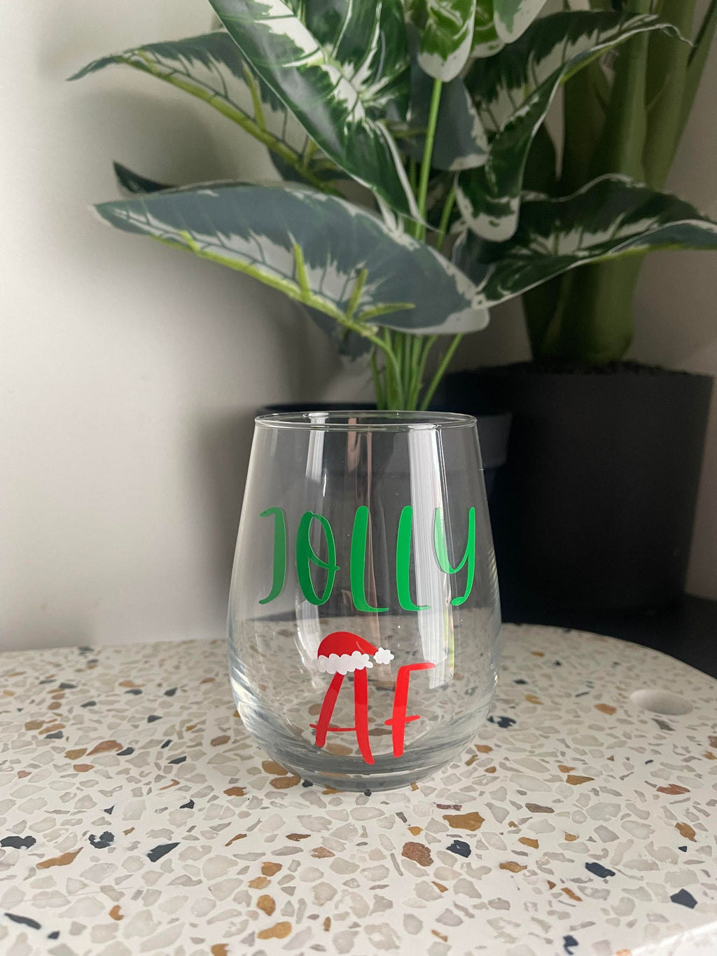 Jolly AF Xmas Stemless Wine Glass