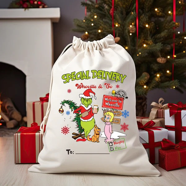 Personalised Christmas Sack- Grinch