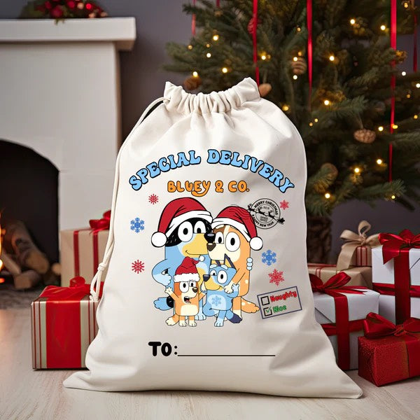 Personalised Christmas Sack- Bluey