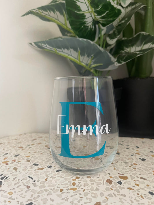 Personalised Stemless Wine Glass