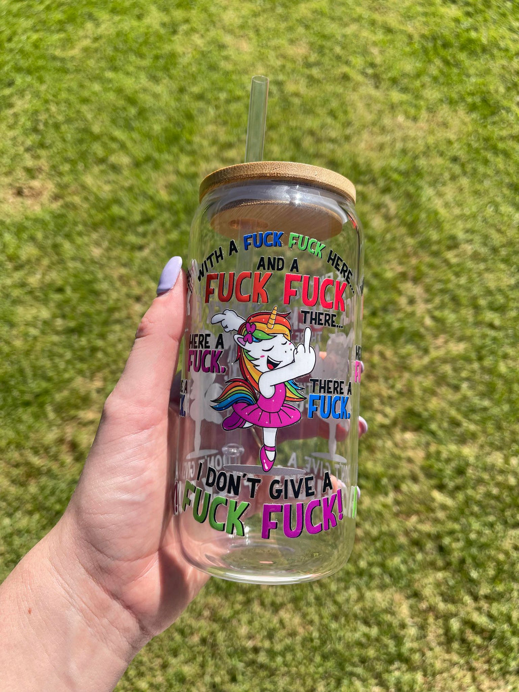 Sweary Unicorn Libbey Glass