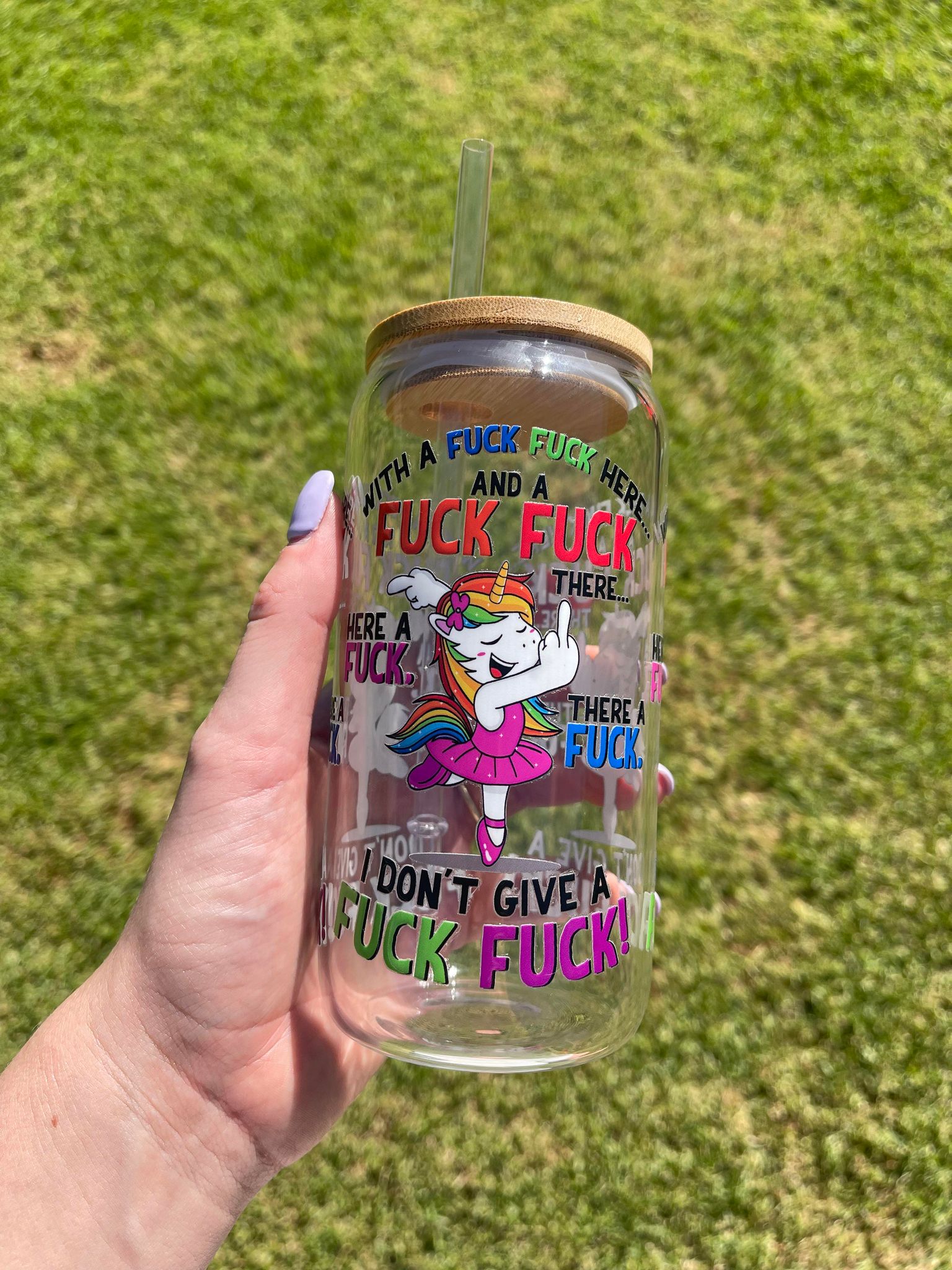 Sweary Unicorn Libbey Glass
