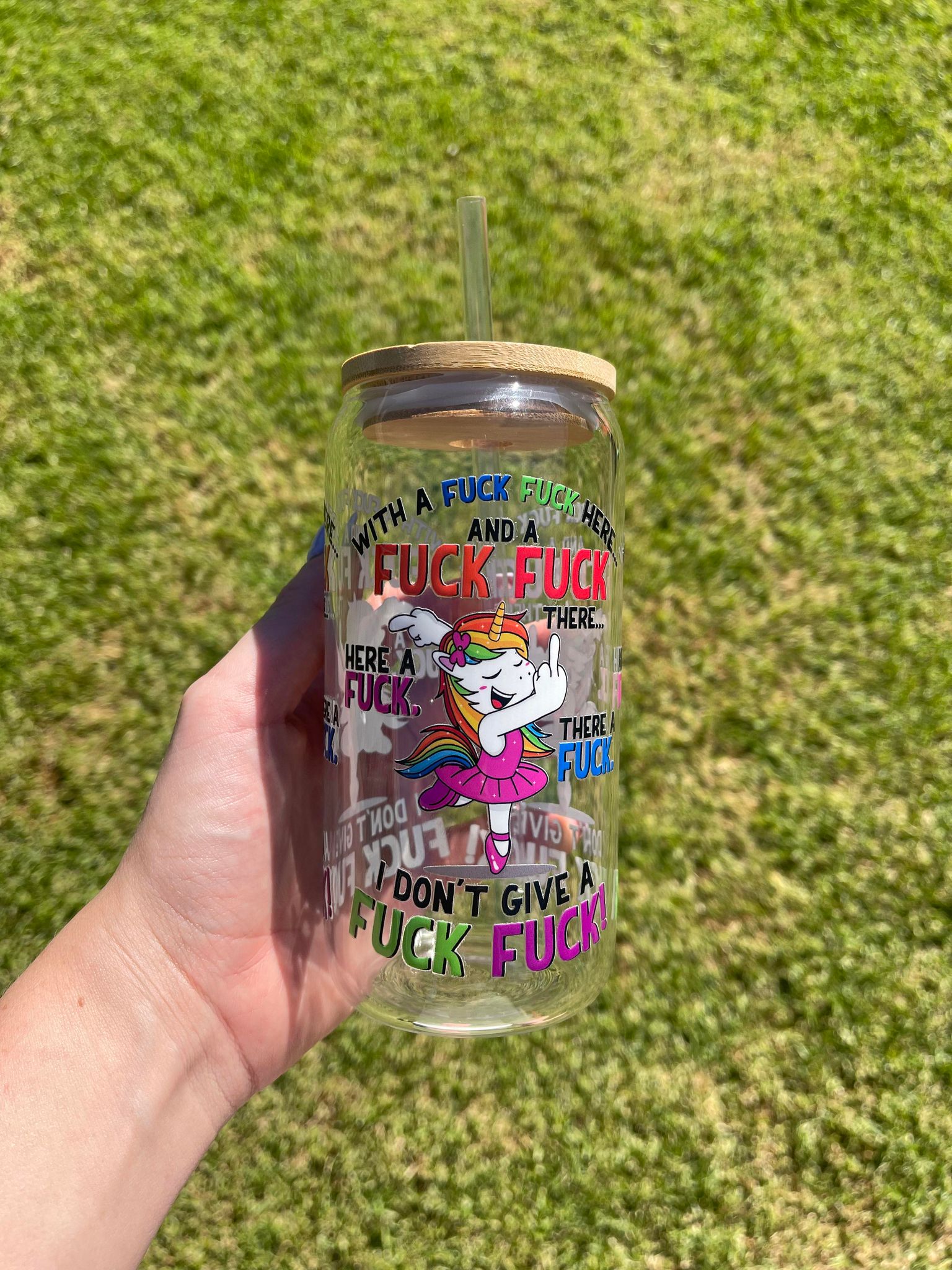 Sweary Unicorn Libbey Glass