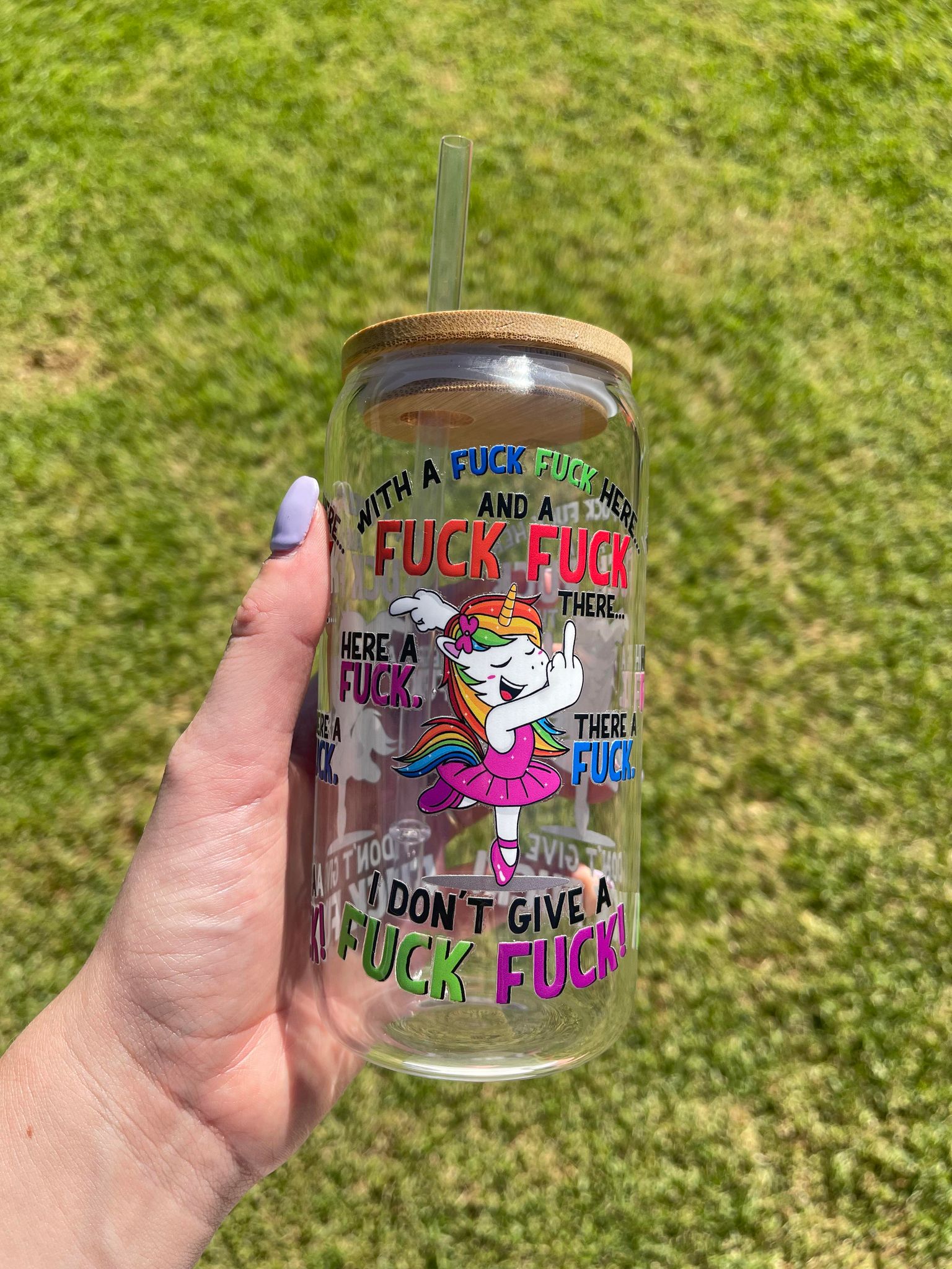 Sweary Unicorn Libbey Glass