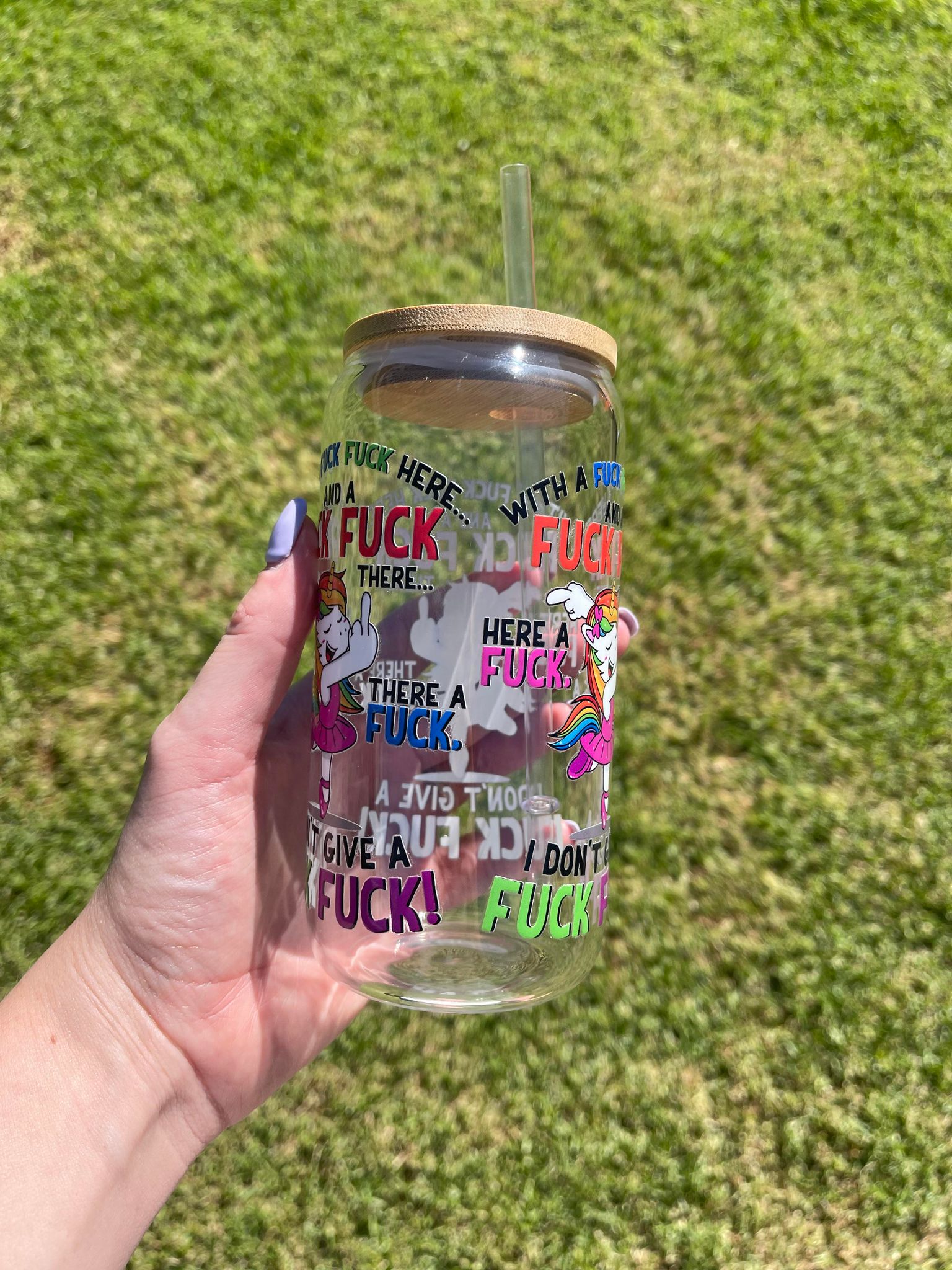 Sweary Unicorn Libbey Glass