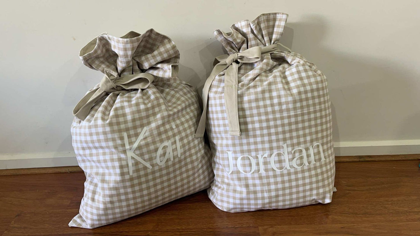 Personalised Gingham Santa Sacks