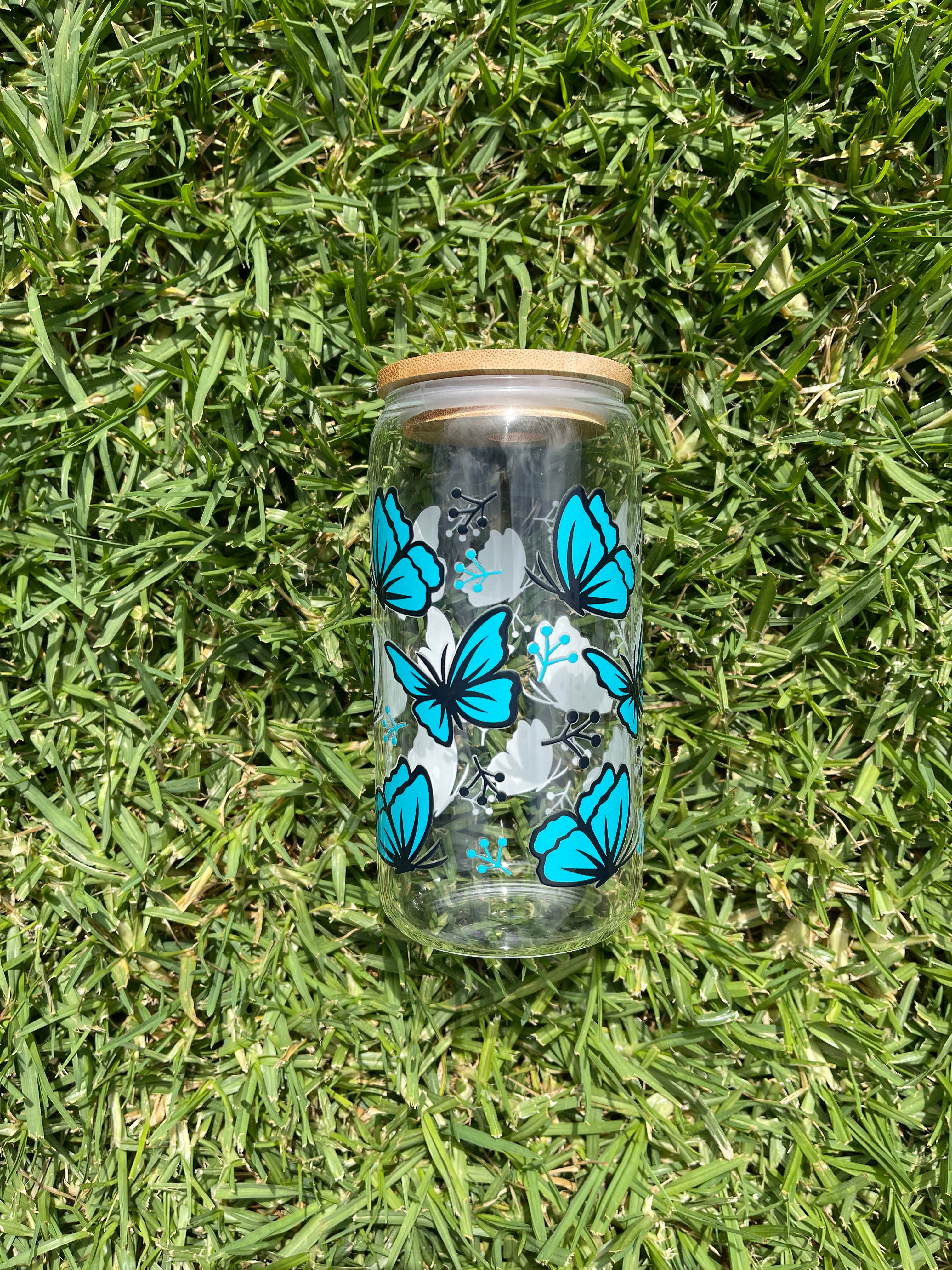 Blue Butterfly Libbey Glass