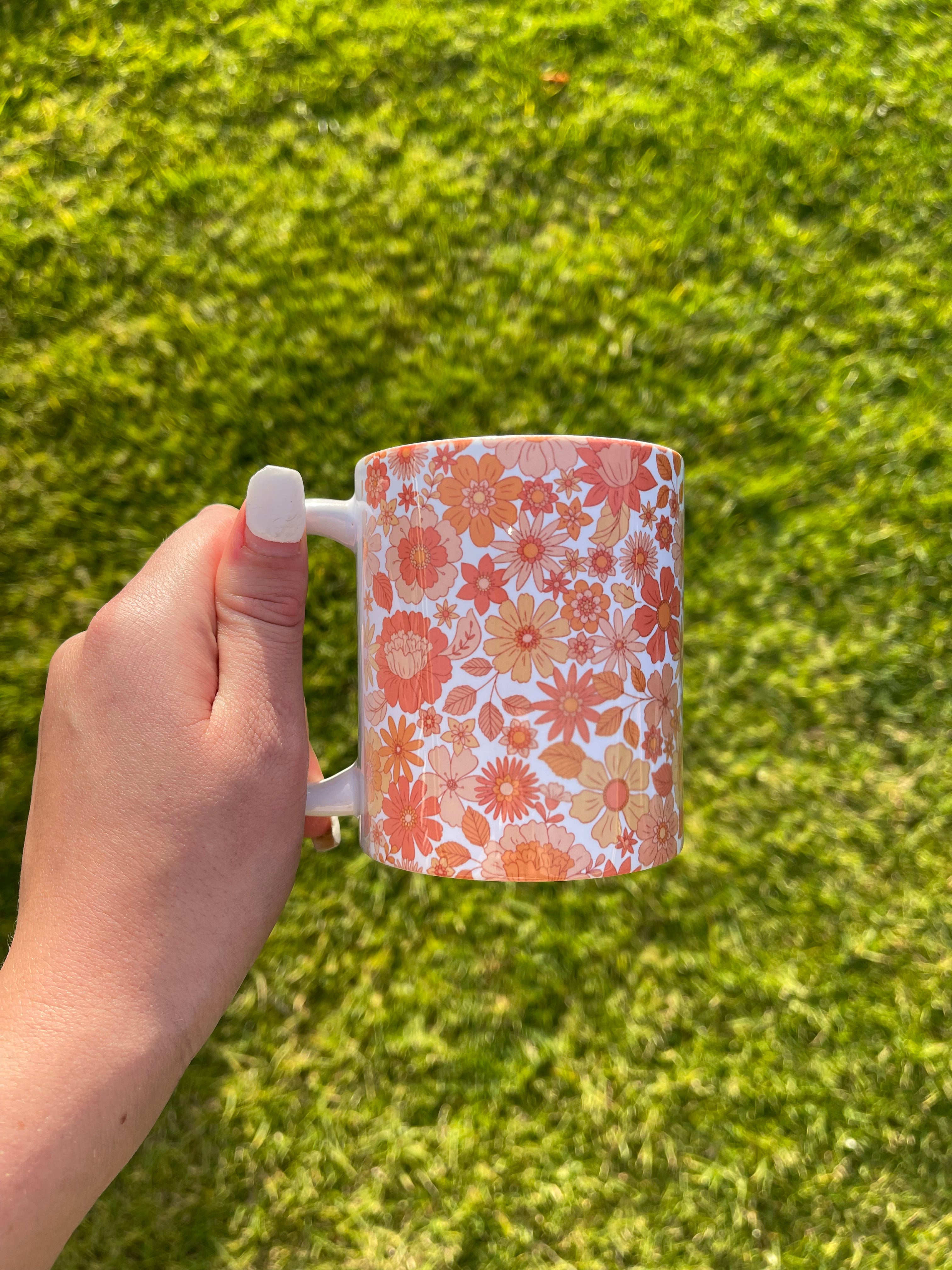 Orange Floral Mug (IMPERFECT)