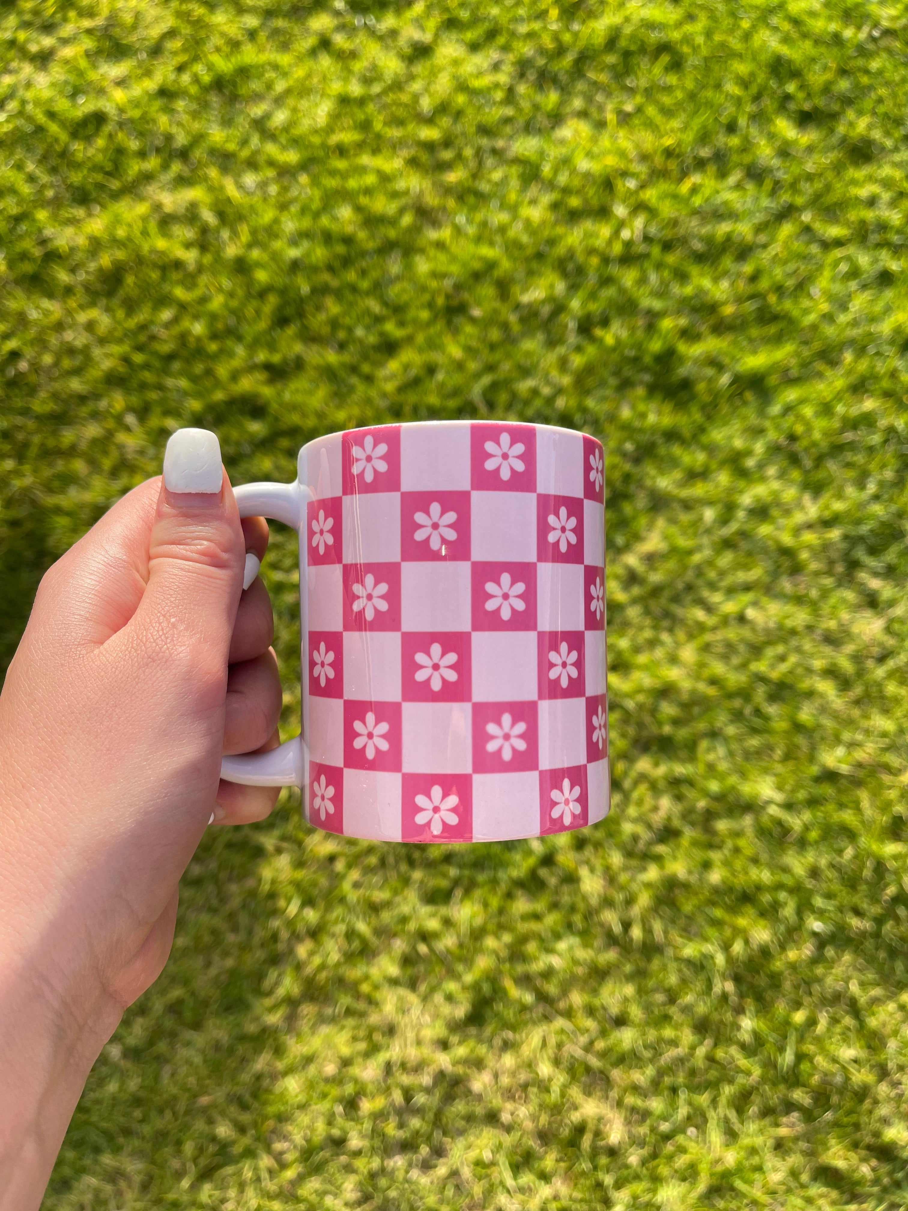 Retro Pink Square/Floral Mug