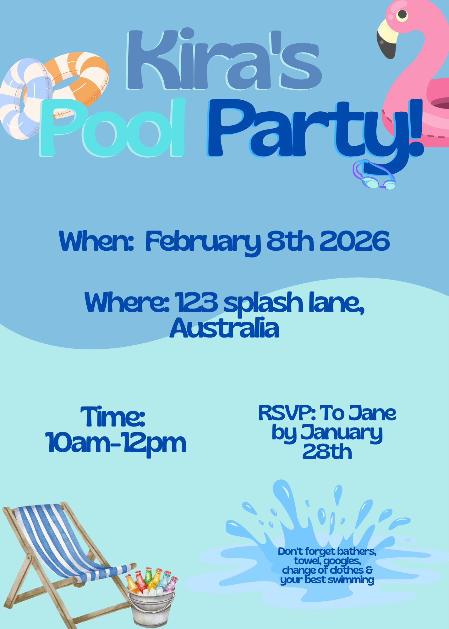 Pool Party Birthday Invite