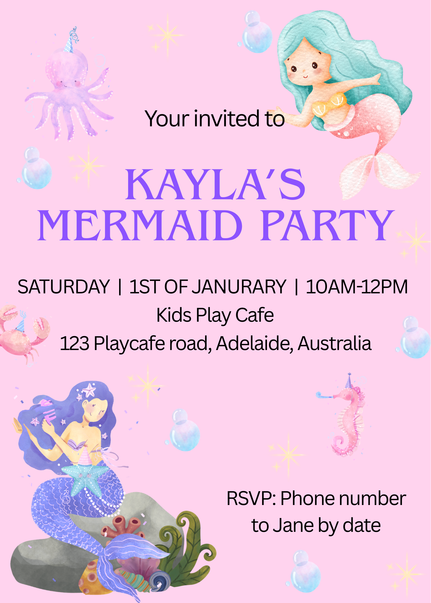 Mermaid Party Birthday Invite