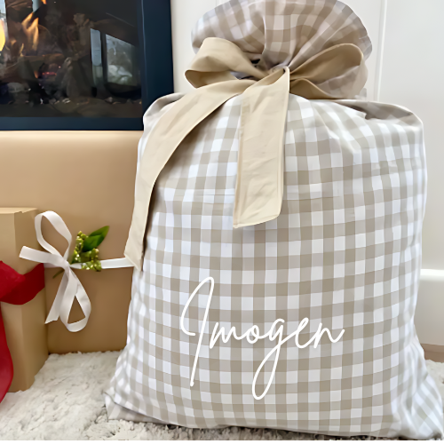 Personalised Gingham Santa Sacks