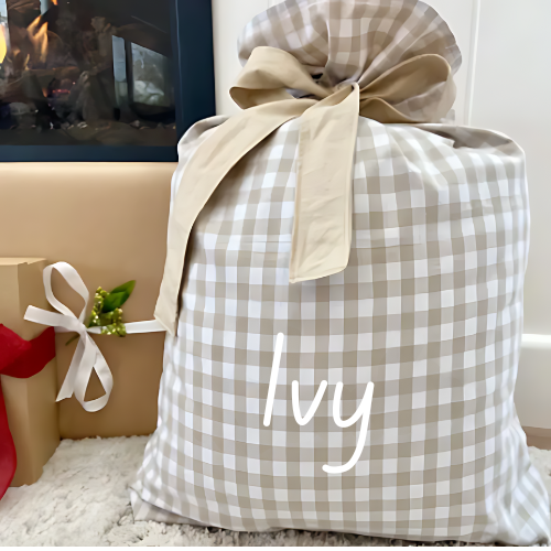 Personalised Gingham Santa Sacks