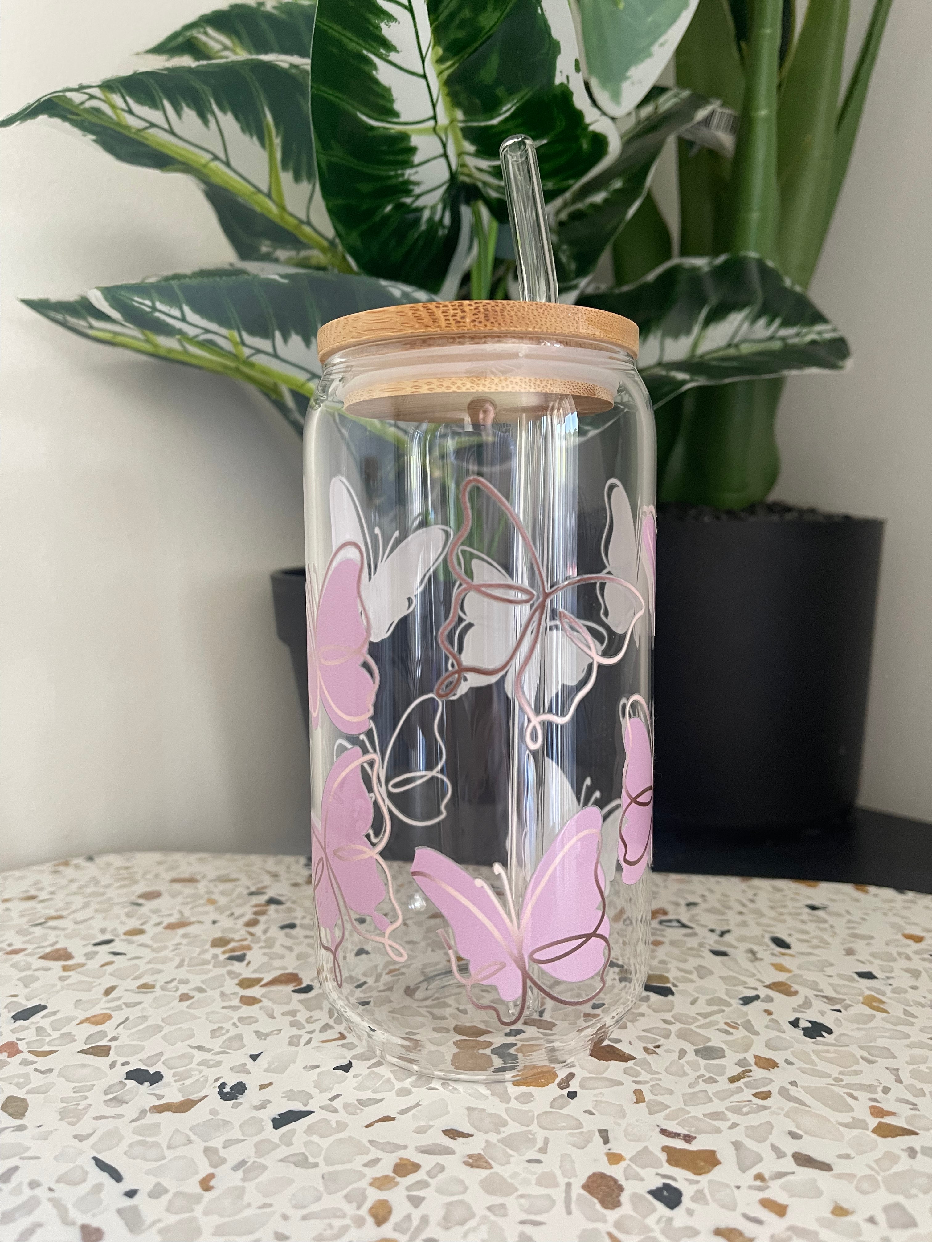 Pink Butterfly Libbey Glass