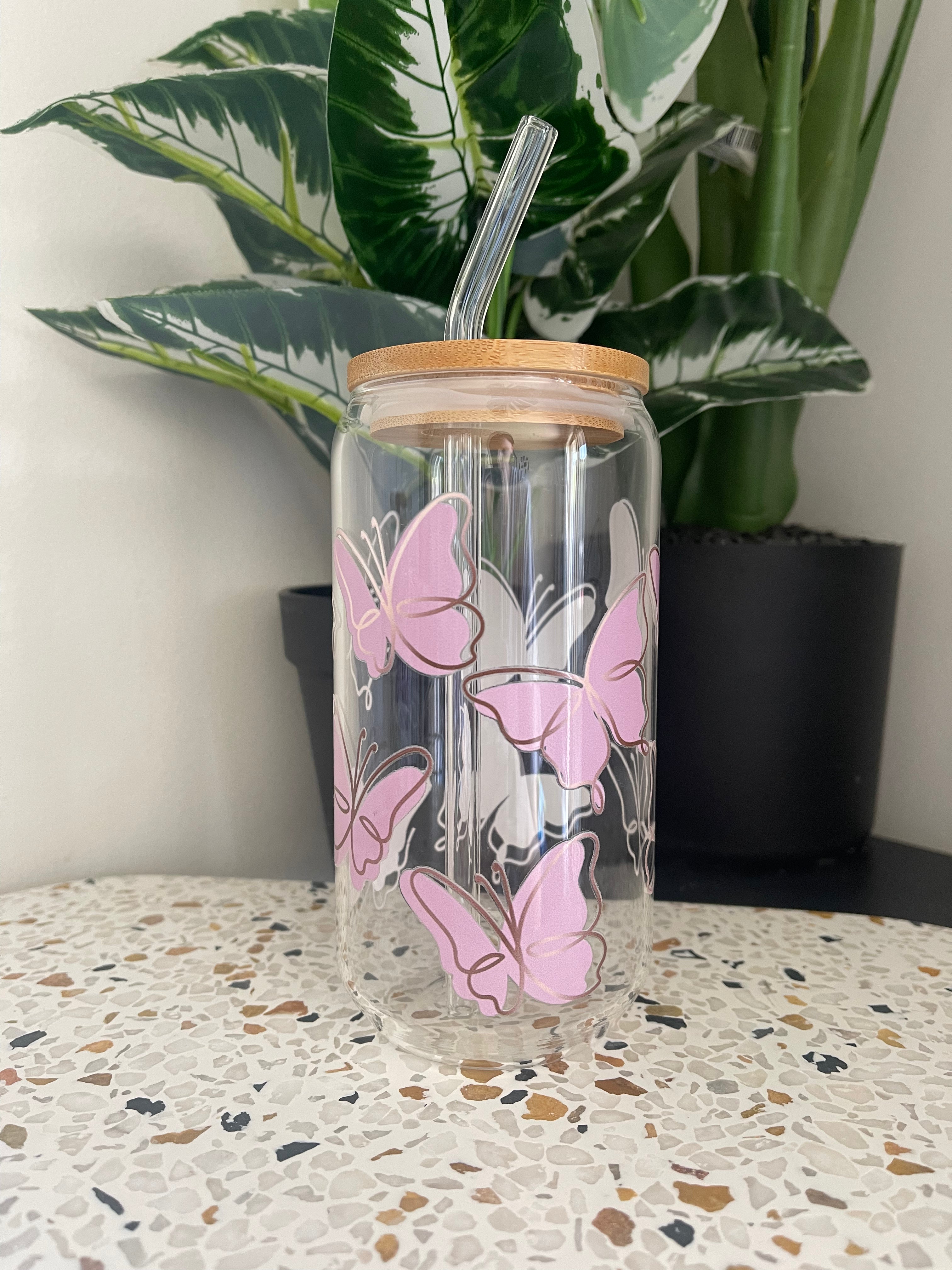 Pink Butterfly Libbey Glass