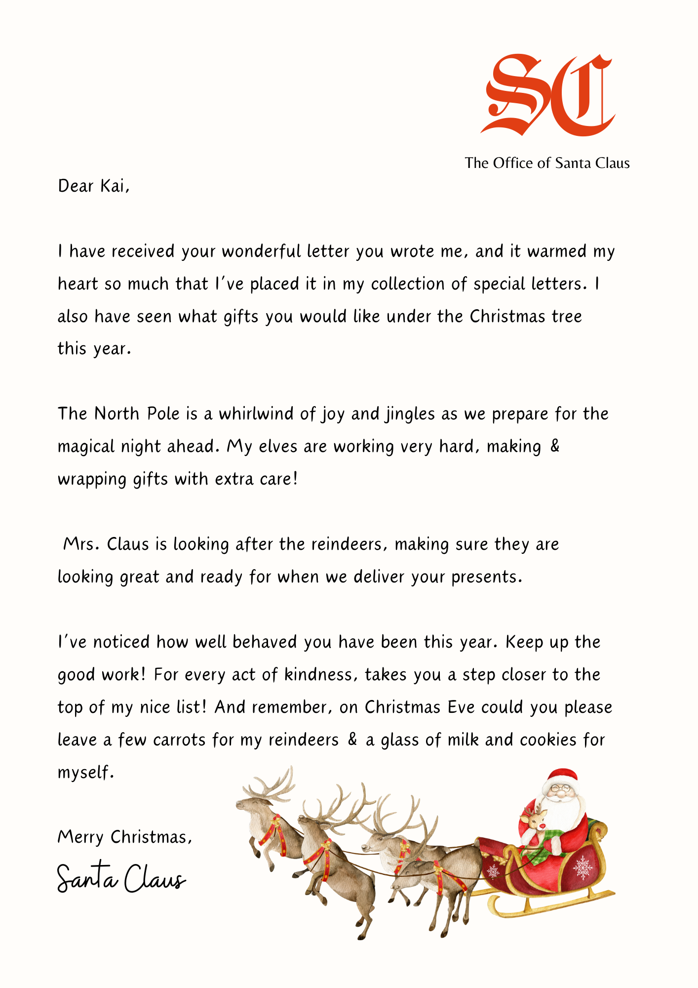 Personalised Santa Letter