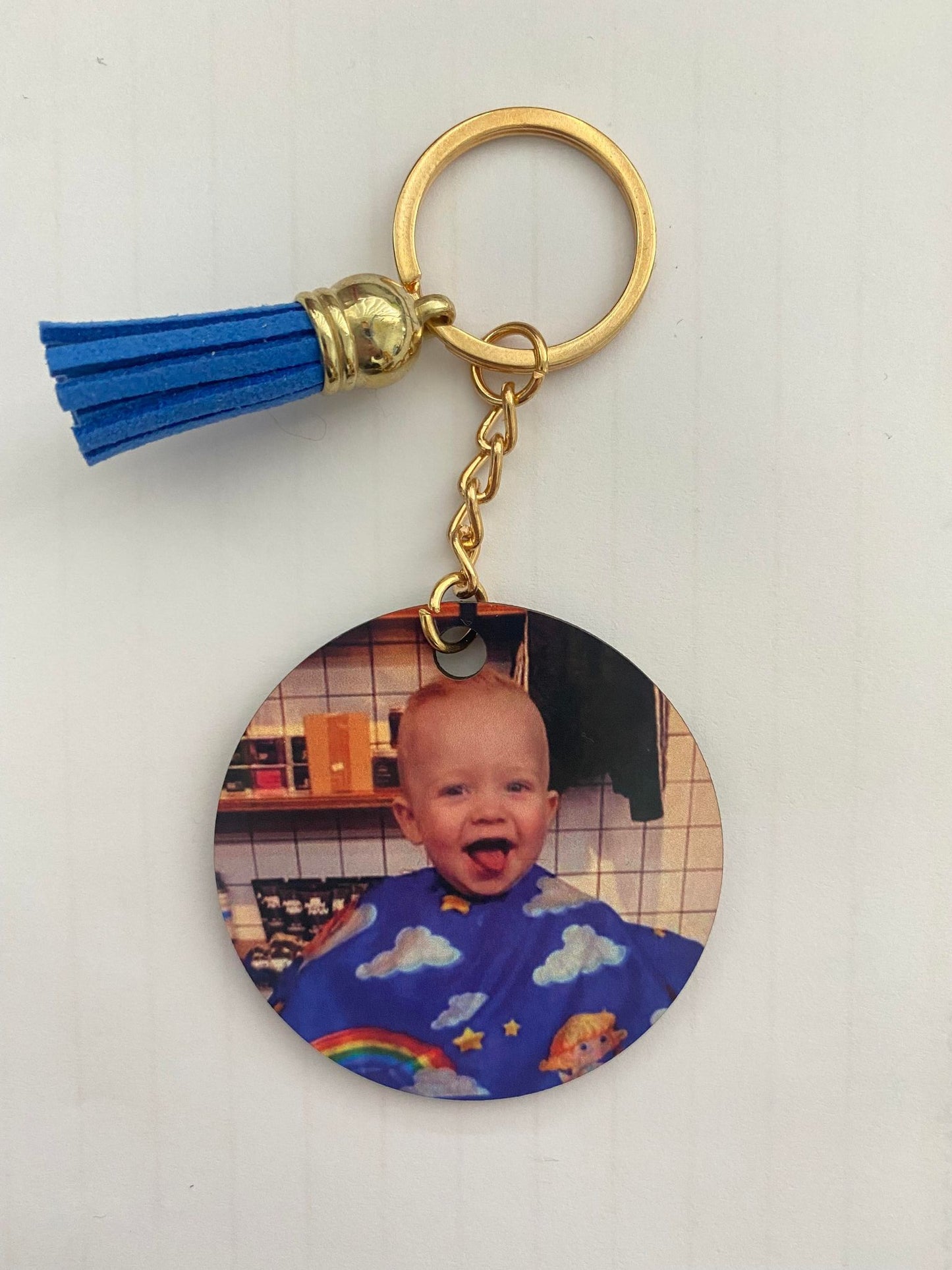 Double sided photo key ring