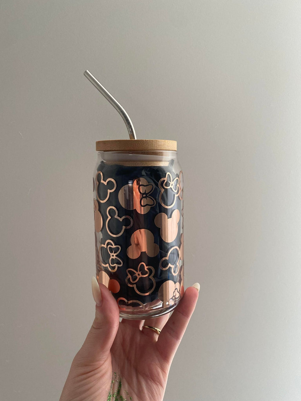 Mickey/Minnie Mouse Glass Can