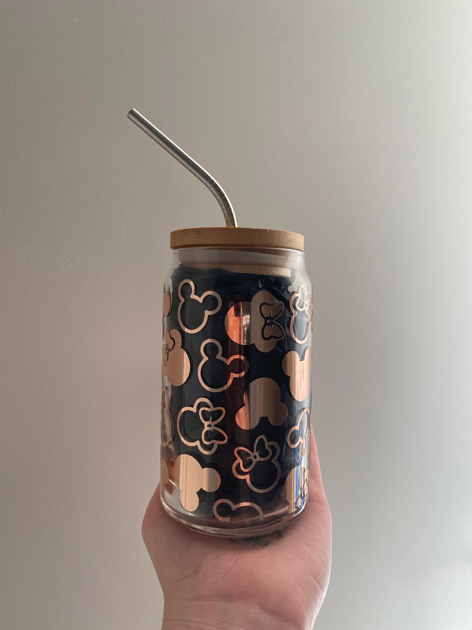 Mickey/Minnie Mouse Glass Can
