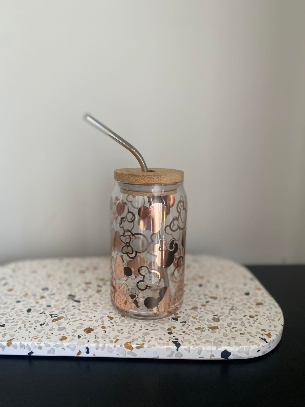 Mickey/Minnie Mouse Glass Can