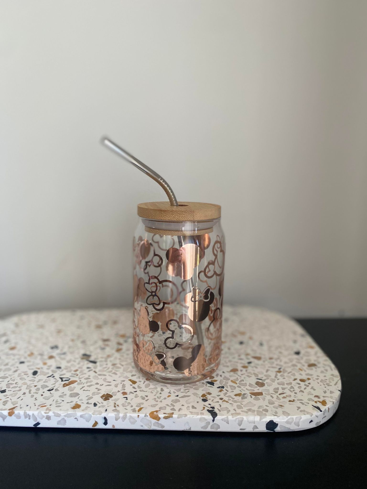 Mickey/Minnie Mouse Glass Can
