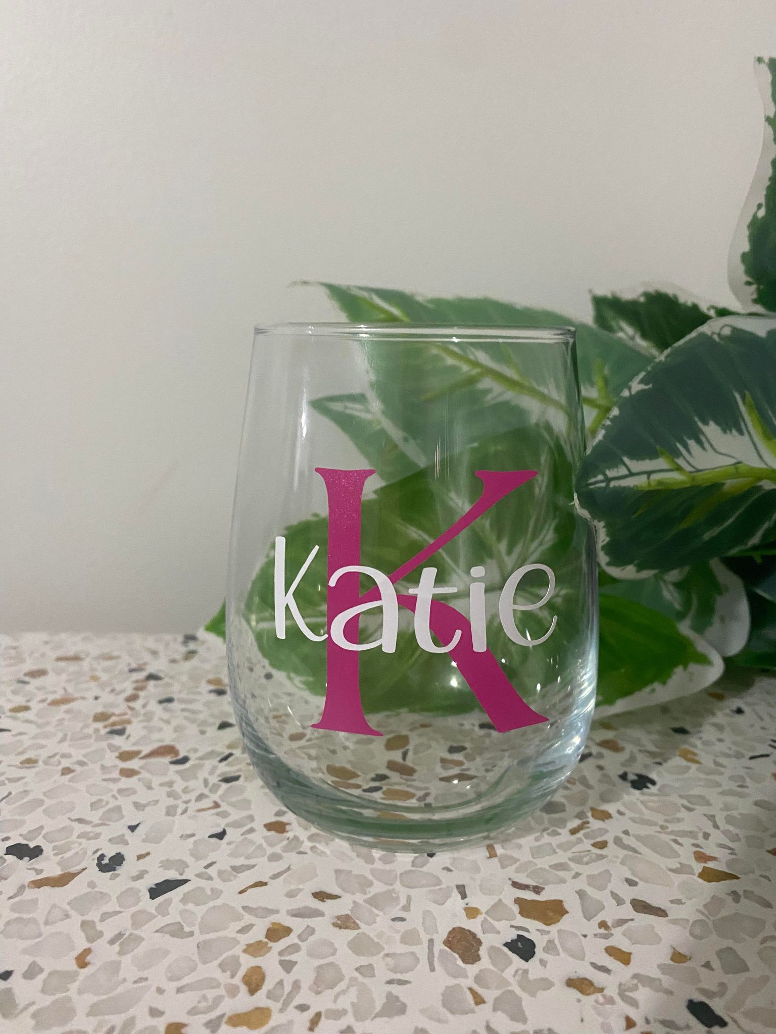 Personalised Stemless Wine Glass