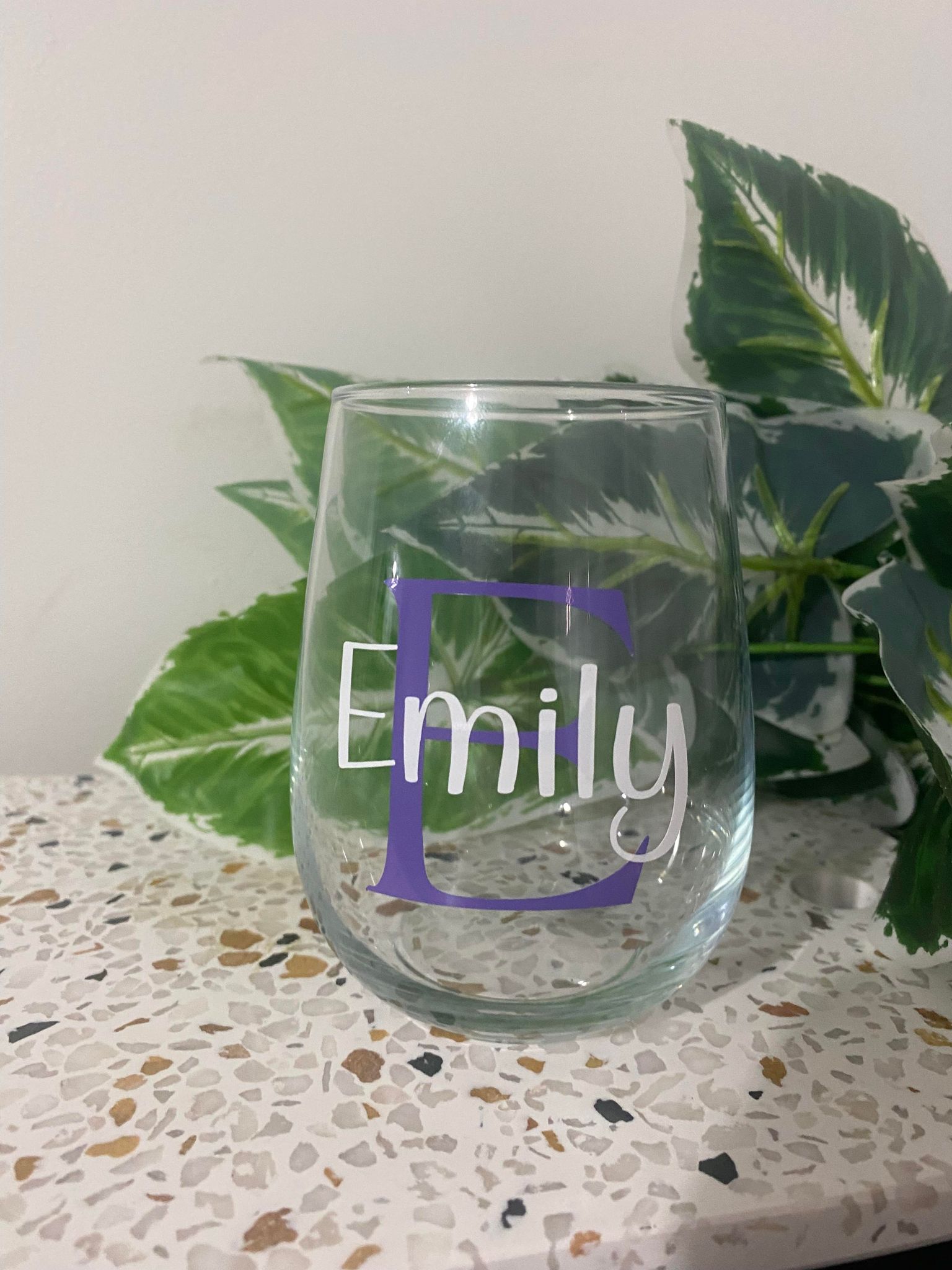 Personalised Stemless Wine Glass