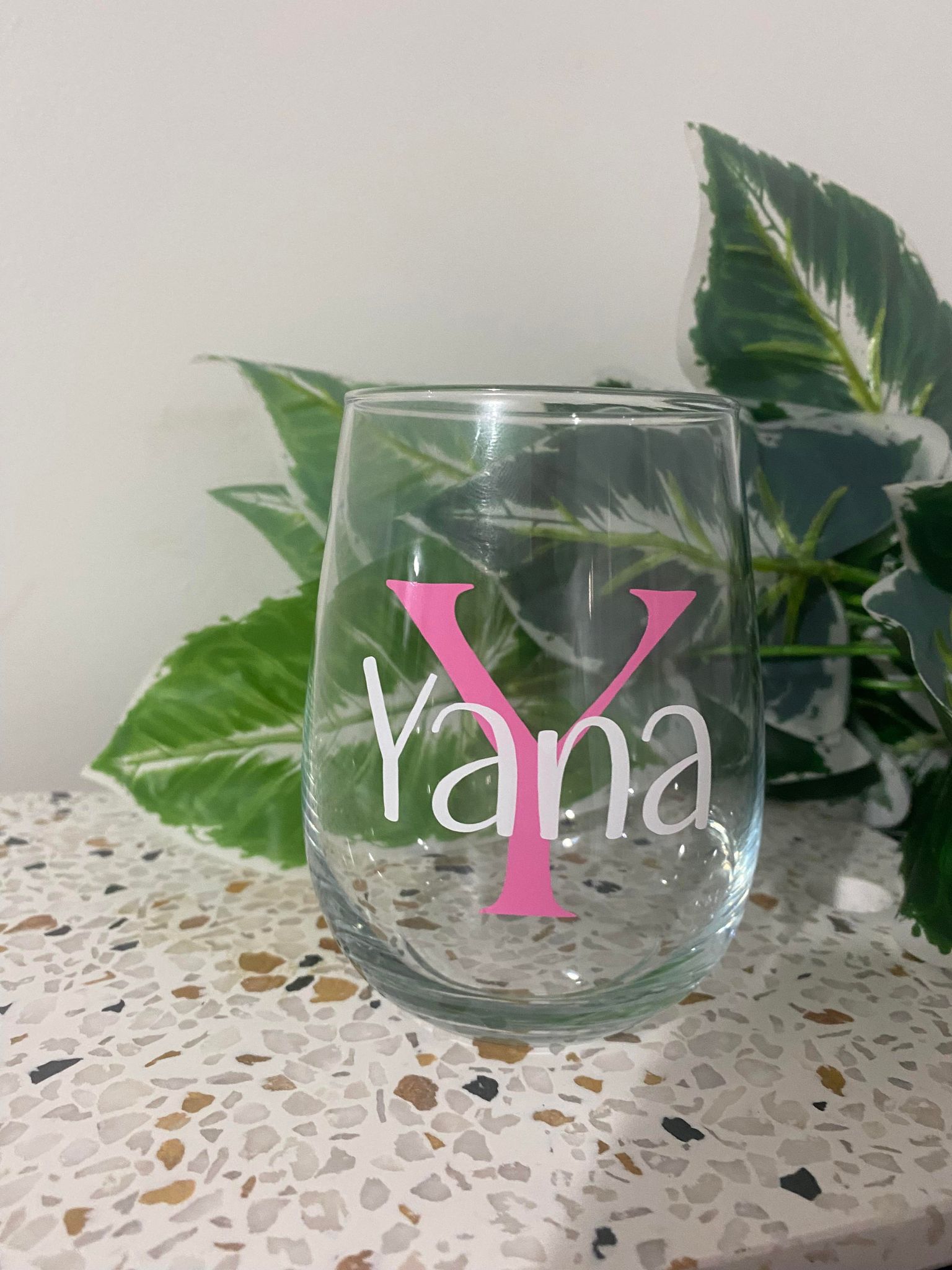 Personalised Stemless Wine Glass