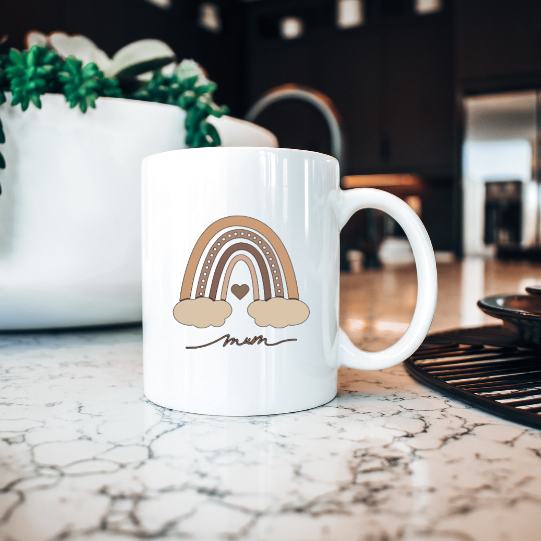 Neutral Rainbow Mum Coffee Cup