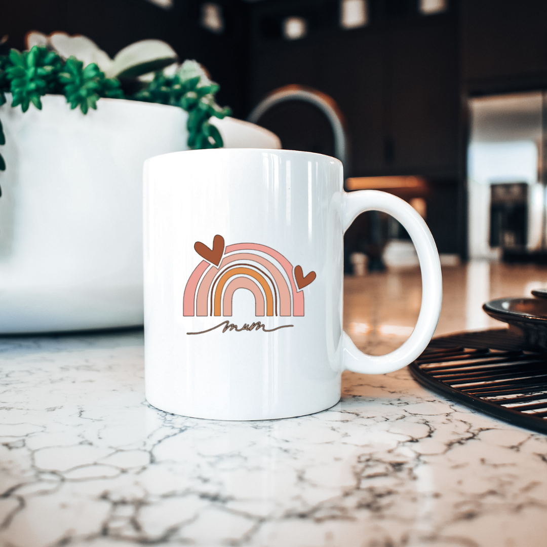 Pink Rainbow Mum Coffee Cup