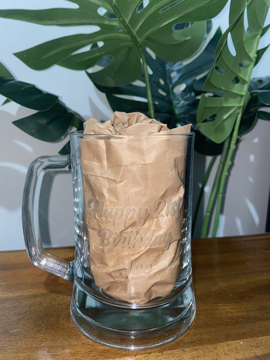 Etched Beer Stein